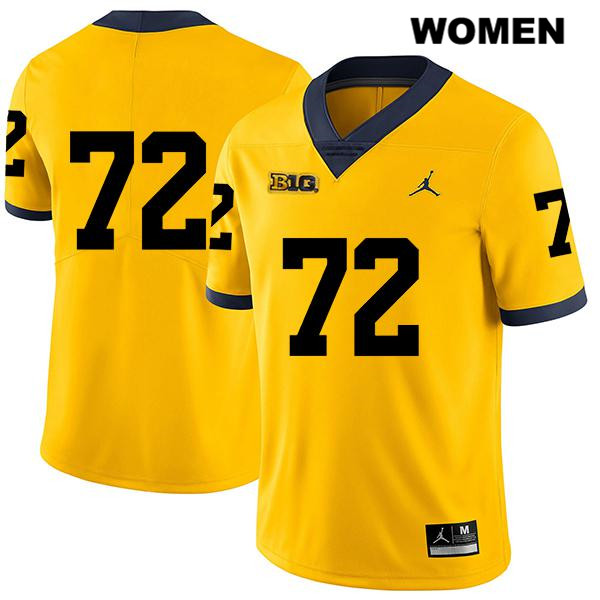 Women's NCAA Michigan Wolverines Stephen Spanellis #72 No Name Yellow Jordan Brand Authentic Stitched Legend Football College Jersey YV25X16QU